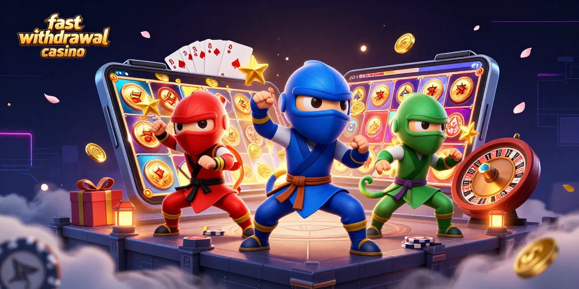 Watch masked ninja chameleons compete in exciting casino games at a fast withdrawal casino!